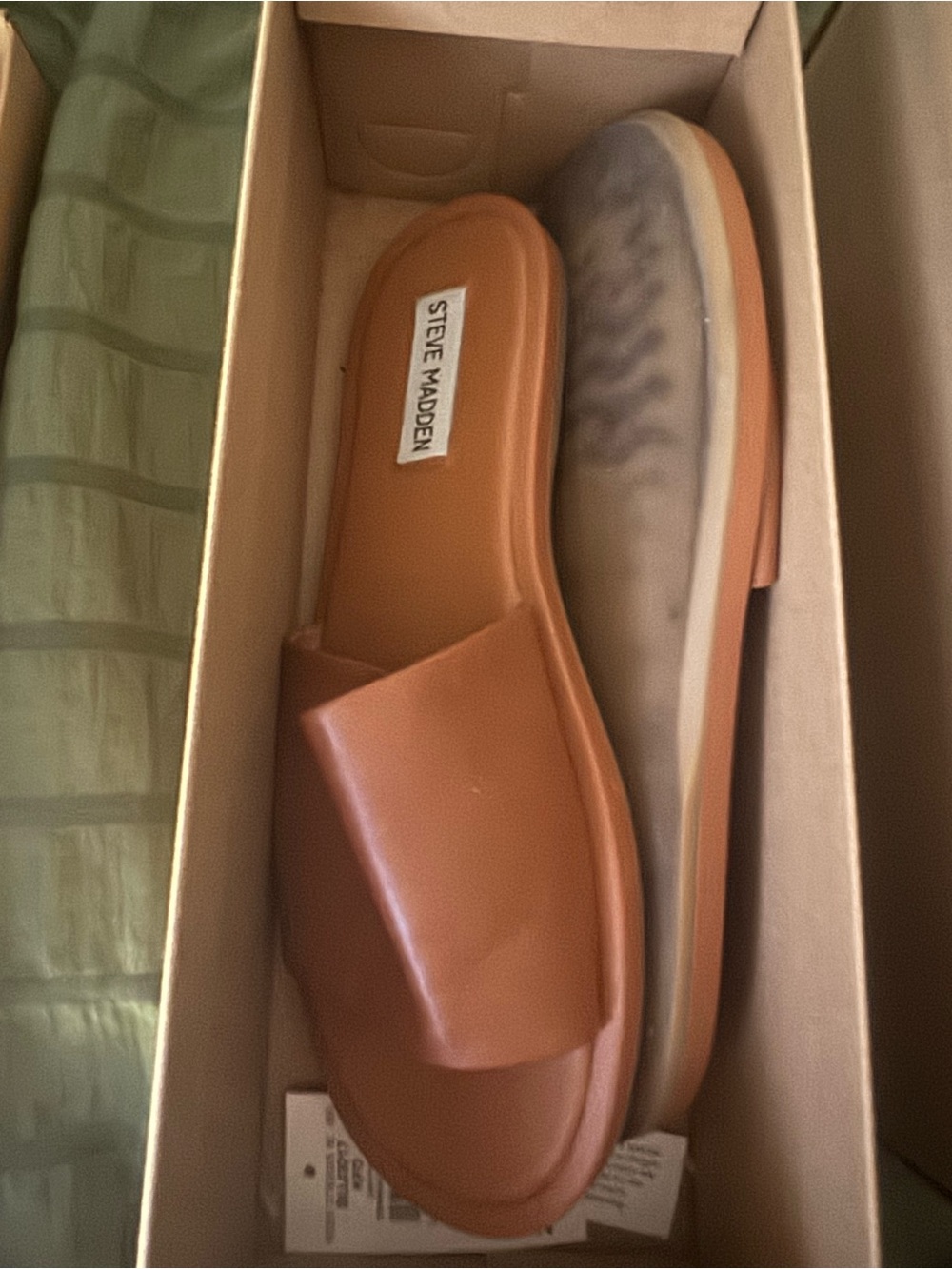 Steve Madden Brown Leather look slide